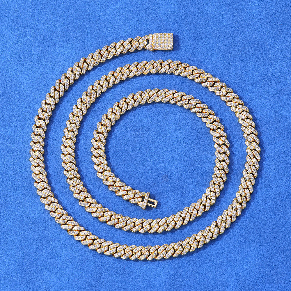 6mm S925 silver single row moissanite Cuban Link Chain