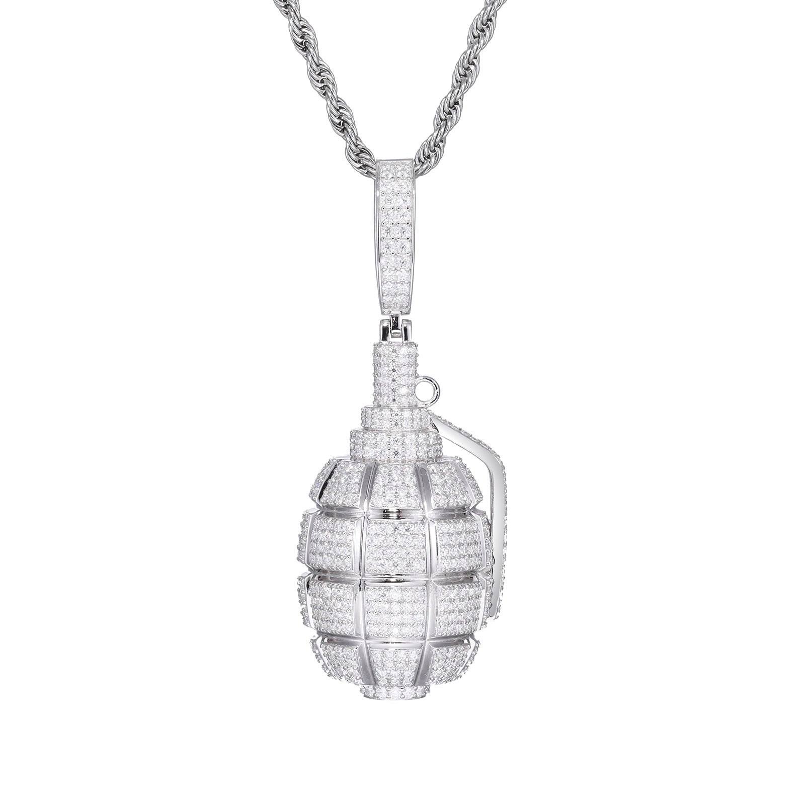 Moissanite Hand Grenade Pendant