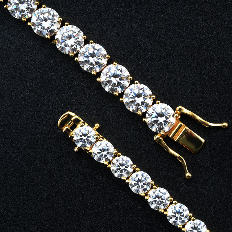 3-5mm S925 Silver White Gold  Moissanite Single Row Tennis Chains
