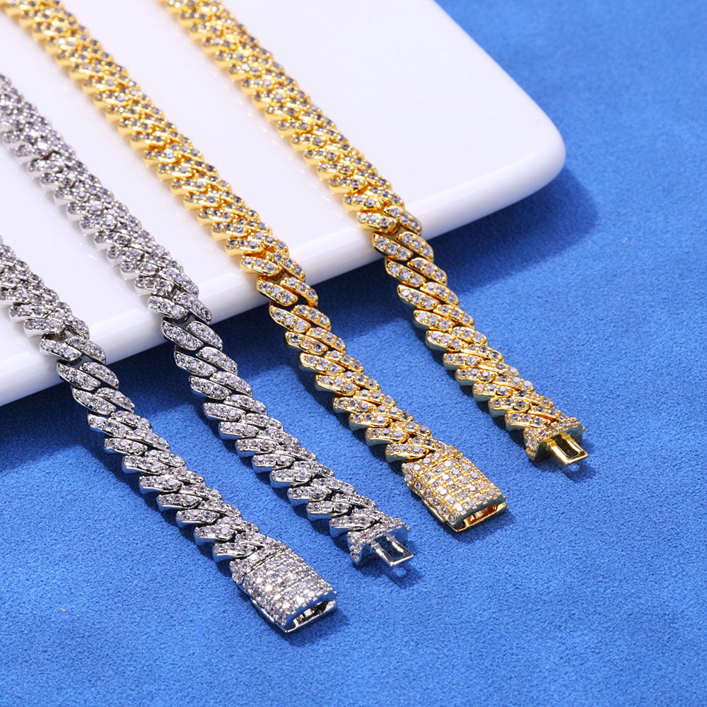 6mm S925 silver single row moissanite Cuban Bracelet Gubanlink