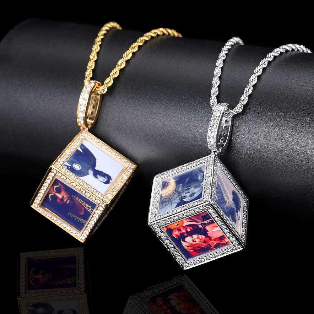 Cube memory photo pendant zircon DIY Thegoldlinks