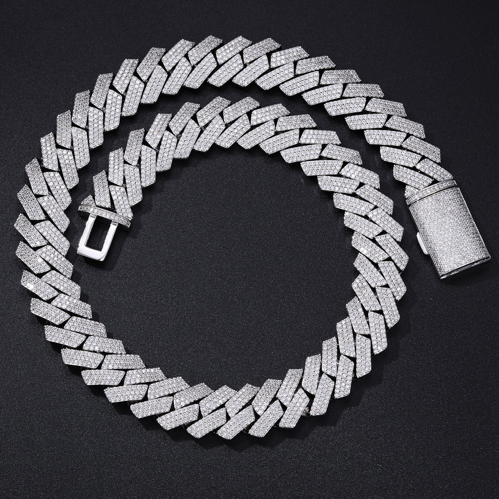 16MM White Gold Plated Iced Out Prong Cuban Link Chain