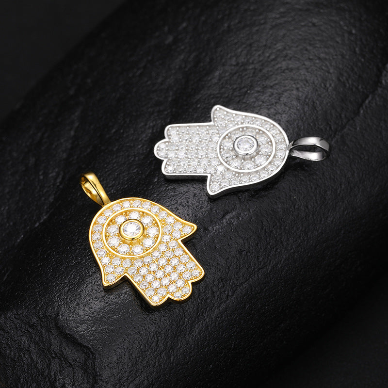 Hamsa Hand 925 Vvs d Moissanite Diamond Pendant