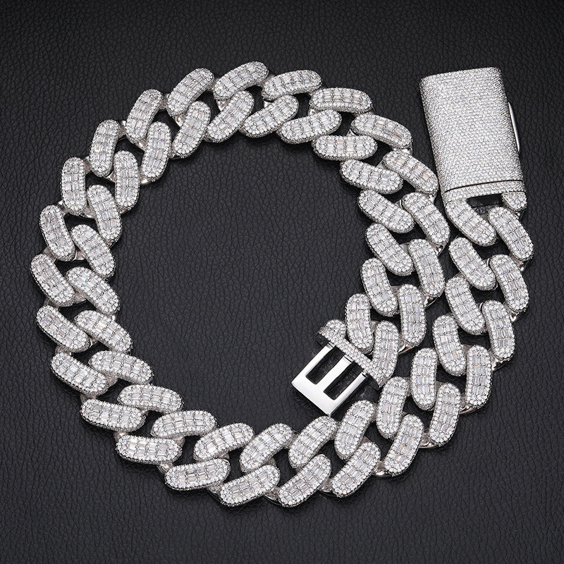 28MM White Gold Diamond Square Zircon Cuban Chain
