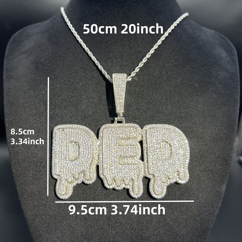 Customized letter and number combination zircon drop pendant