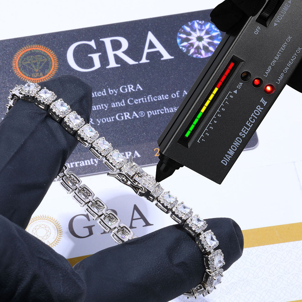 5mm White Gold S925 silver moissanite full diamond rock candy tennis bracelet Gubanlink