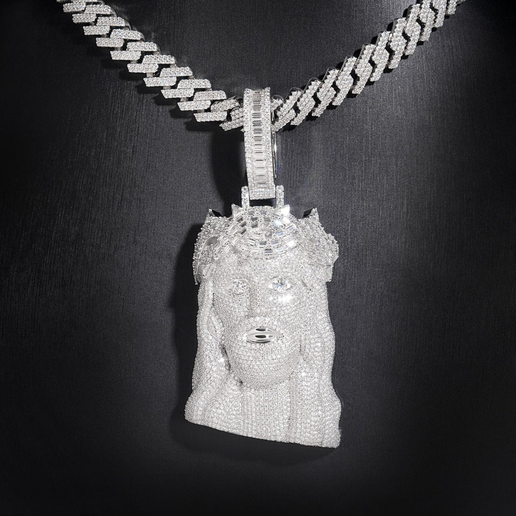S925 Sterling Silver Moissanite Jesus Head Pendant