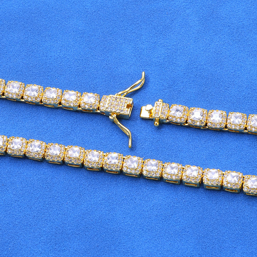 5mm  Gold S925 silver moissanite full diamond rock candy tennis bracelet Gubanlink