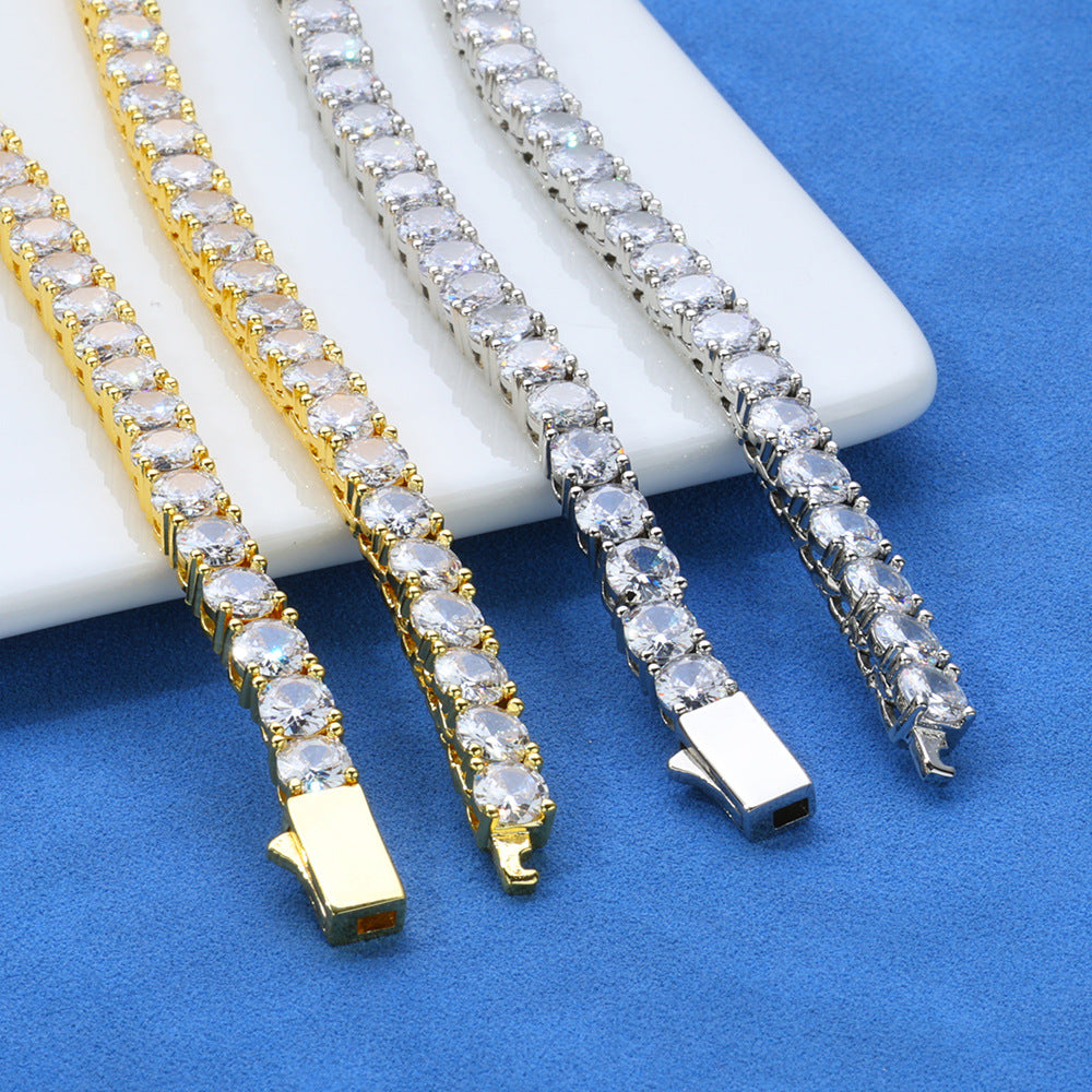 3mm-5mm  White Gold S925 Silver Moissanite Tennis Chains Gubanlink