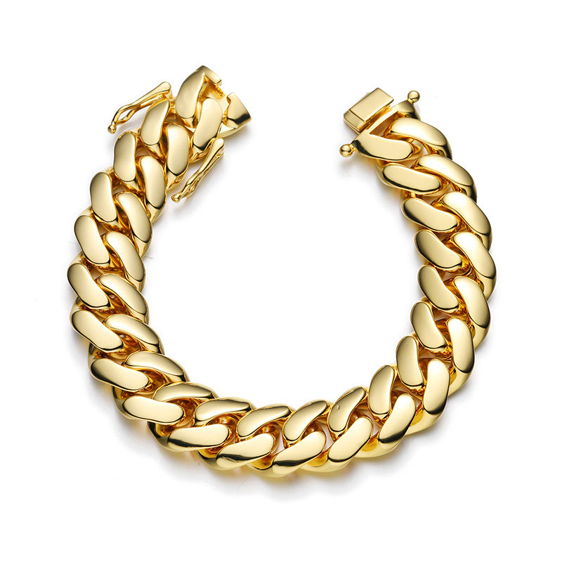 8/10/12/14/16/18MM 18K Gold Plated  Butterfly Buckle Miami Cuban Link Bracelet