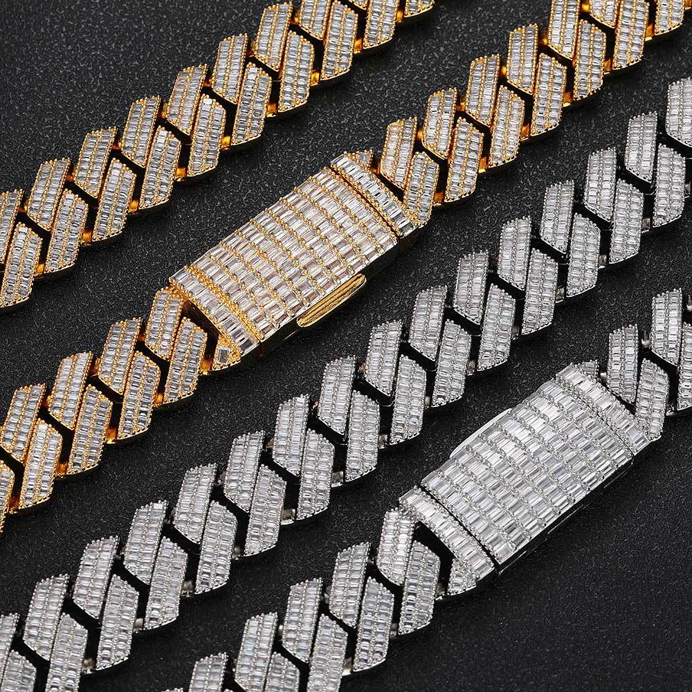 20mm Double row T square Zircon Diamond Cuban Chain