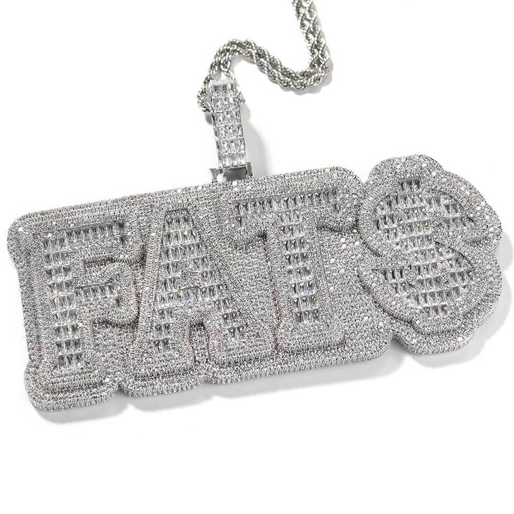 Custom Square and Round Mixed Inlaid Zircon Letter Pendant Gubanlink
