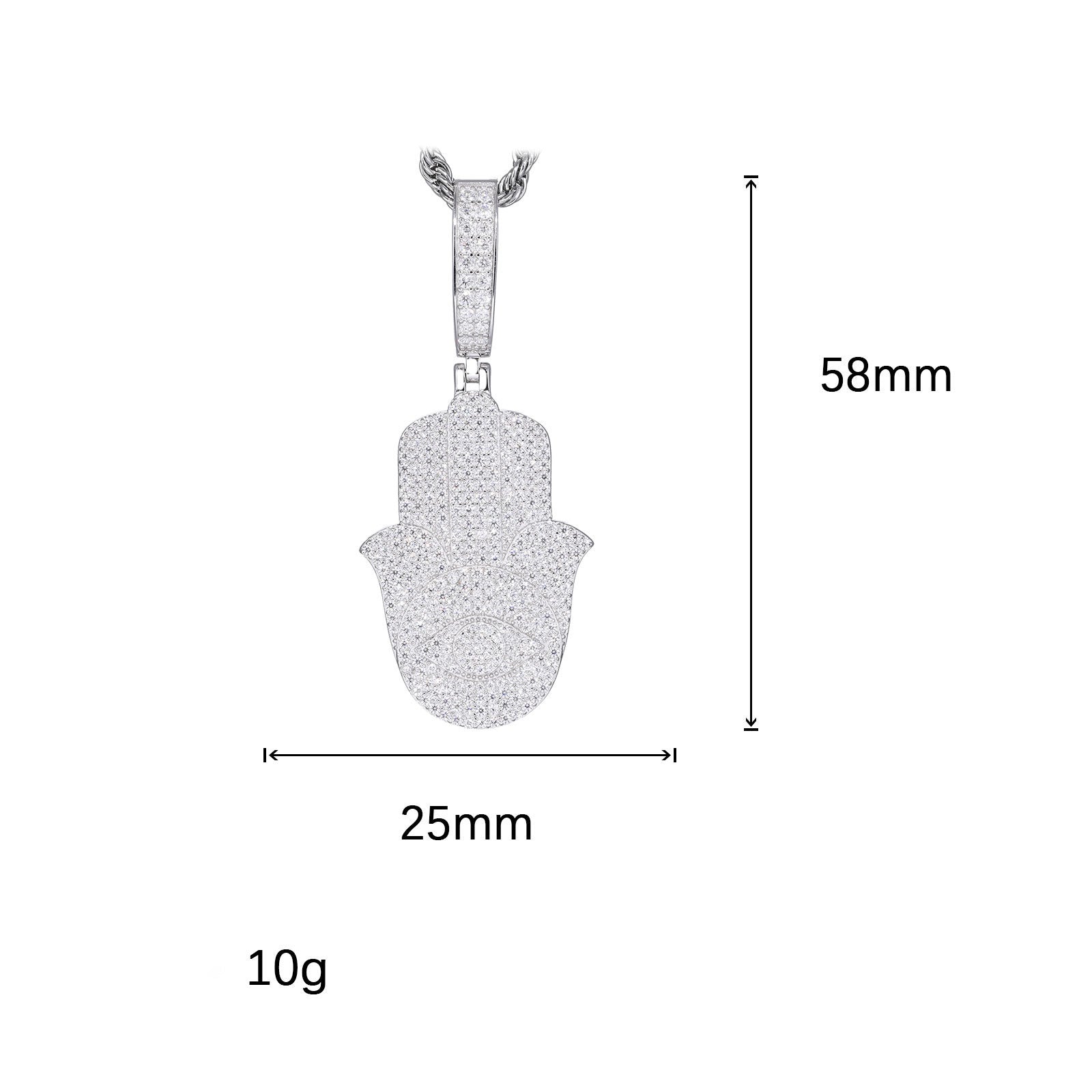 S925 Silver Moissanite Hip-hop Vintage Fatima Pendant