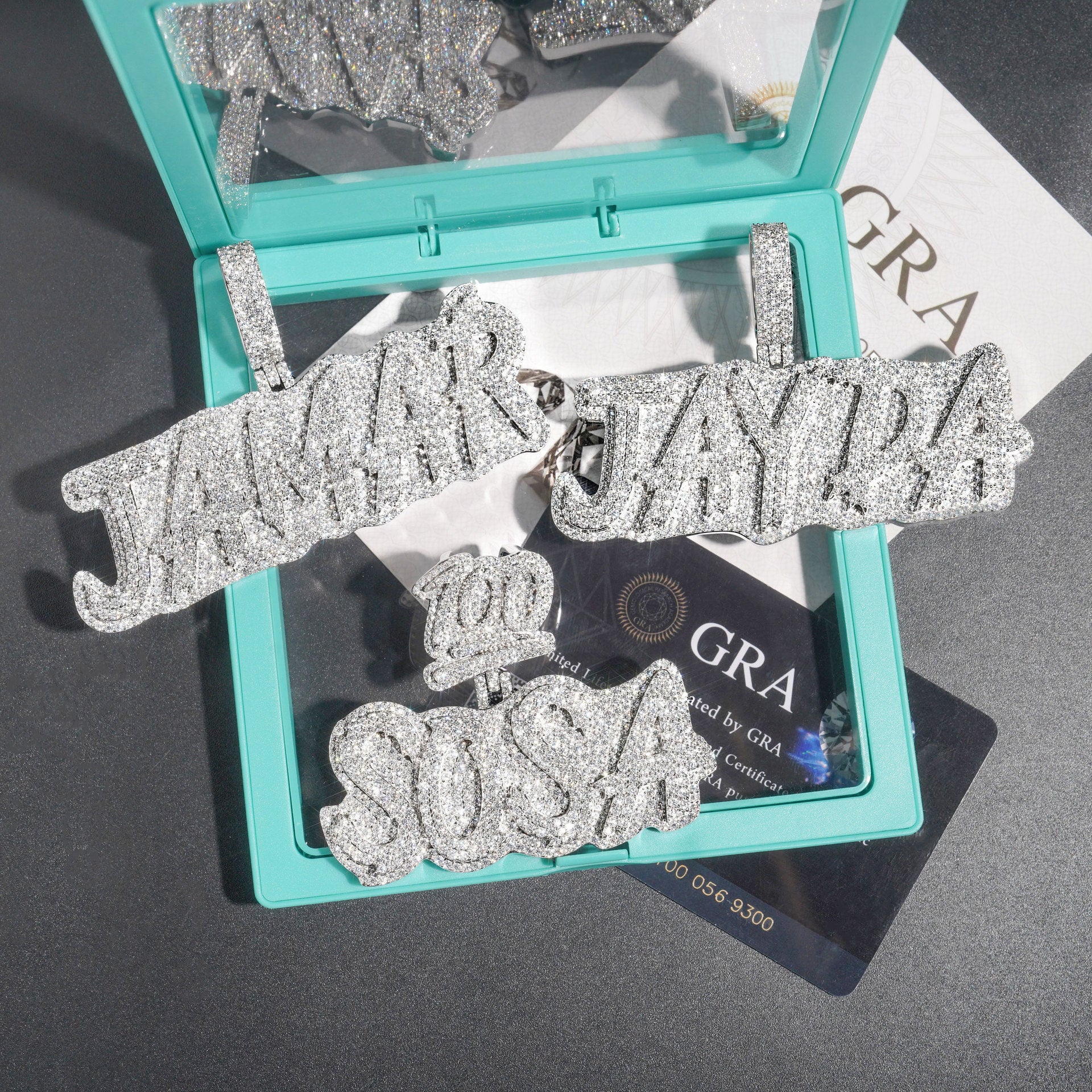 Silver Moissanite Burr Letter Necklace Pendant