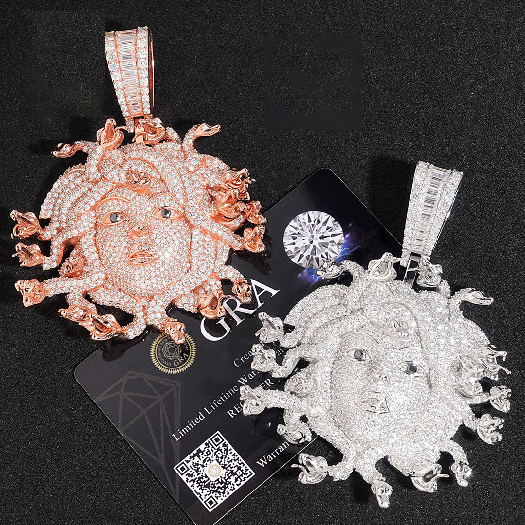 Moissanite Medusa Head Pendant Bornreal Jewelry