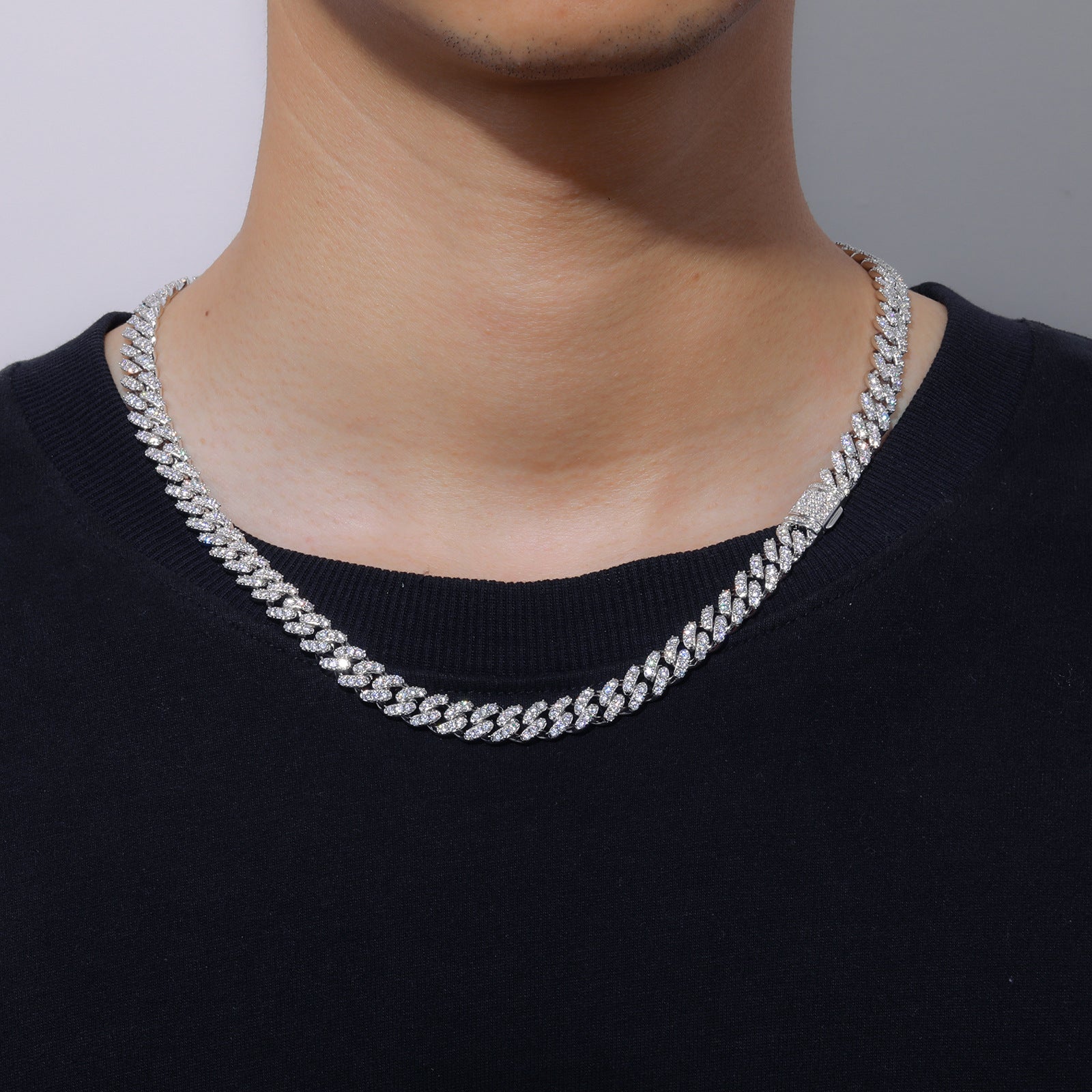 10MM White Gold Plated Iced Out Cuban Link Chain