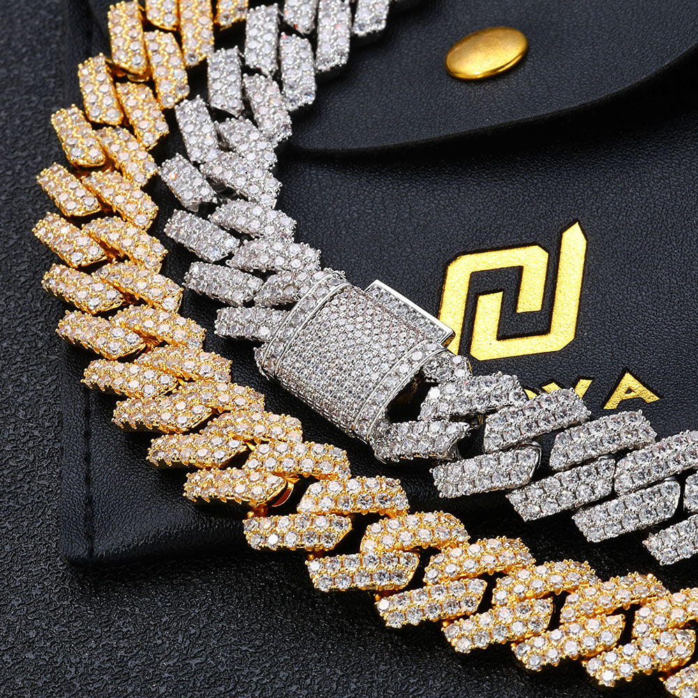 14mm 925 silver moissanite diamond cuban chain