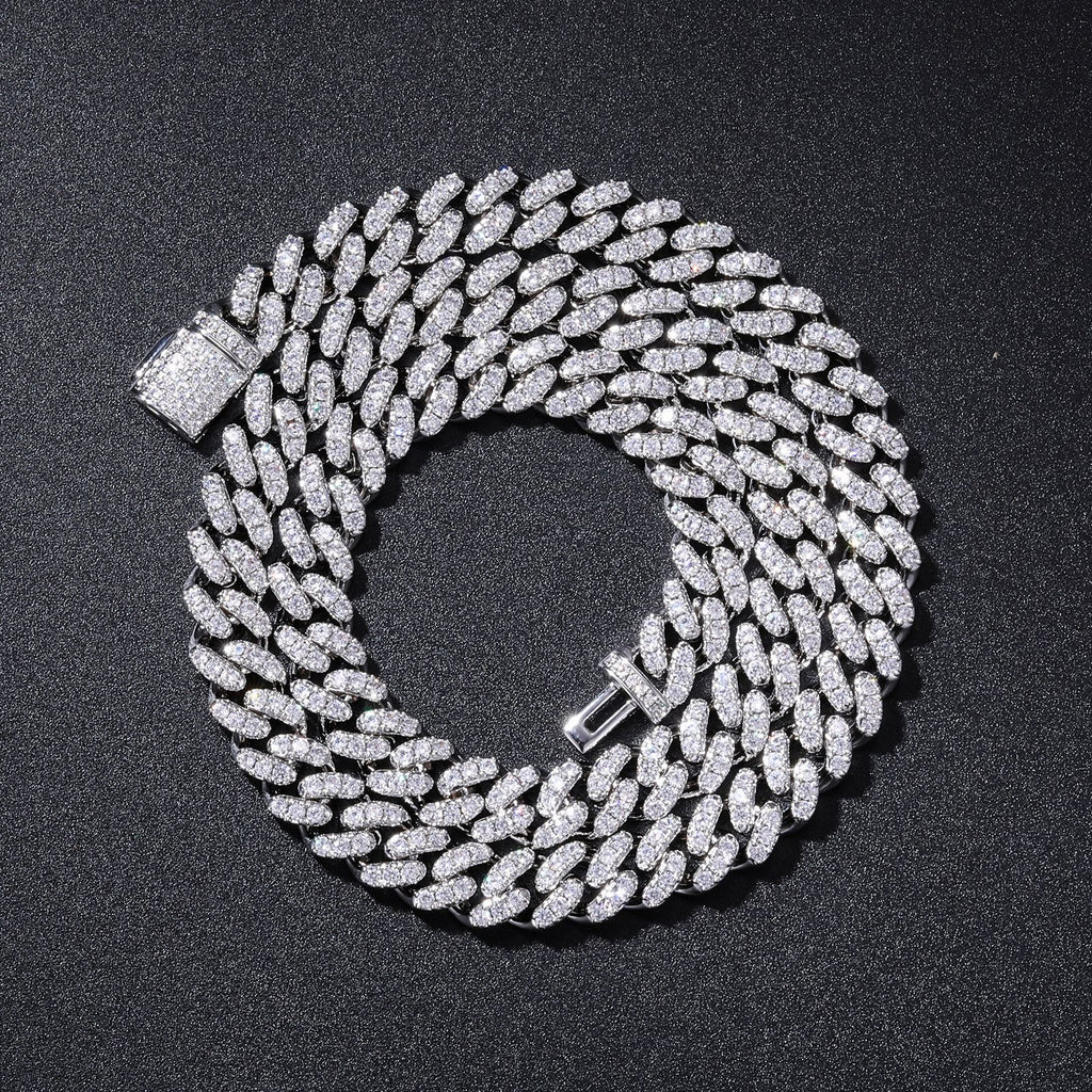 10MM White Gold Plated Iced Out Cuban Link Chain