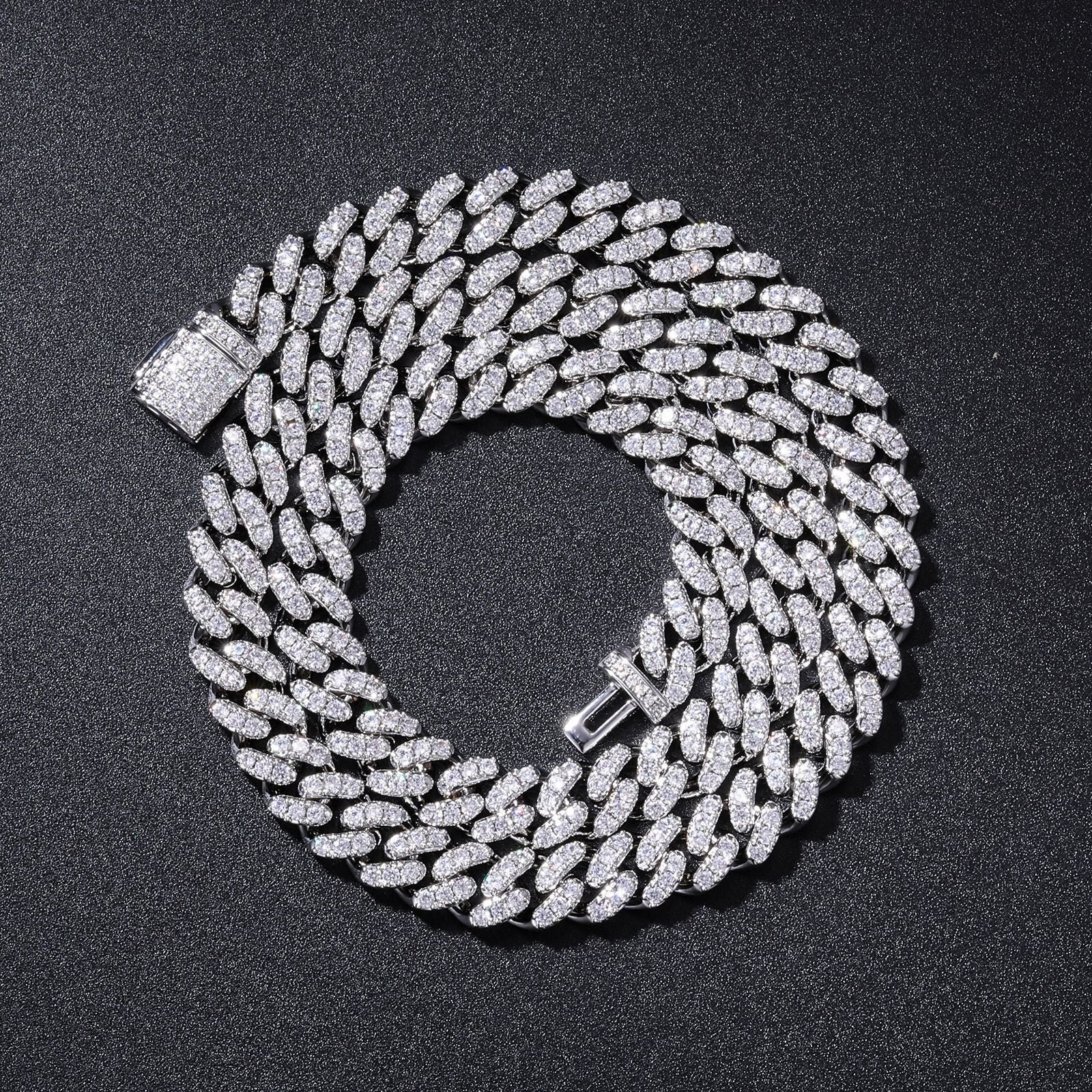 10MM White Gold Plated Iced Out Cuban Link Chain Thegoldlinks