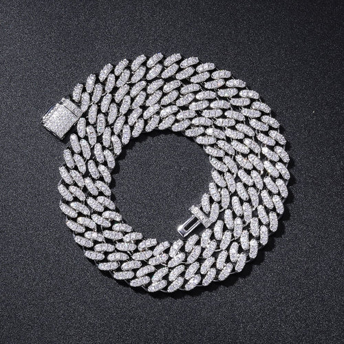 10MM White Gold Plated Iced Out Cuban Link Chain Thegoldlinks
