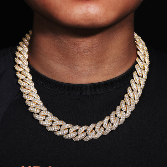 18mm Gold Plated Three-row Zircon Bubble Cuban Chain