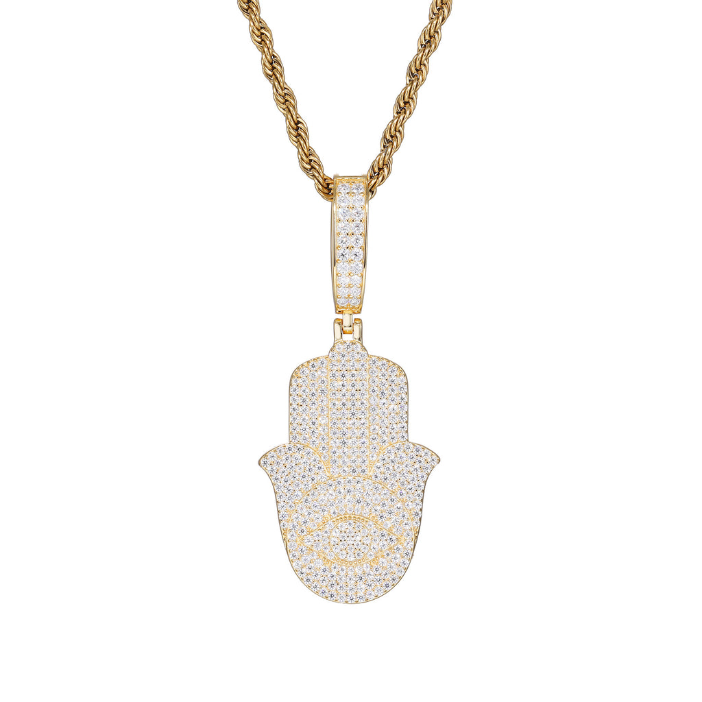 S925 Silver Moissanite Hip-hop Vintage Fatima Pendant