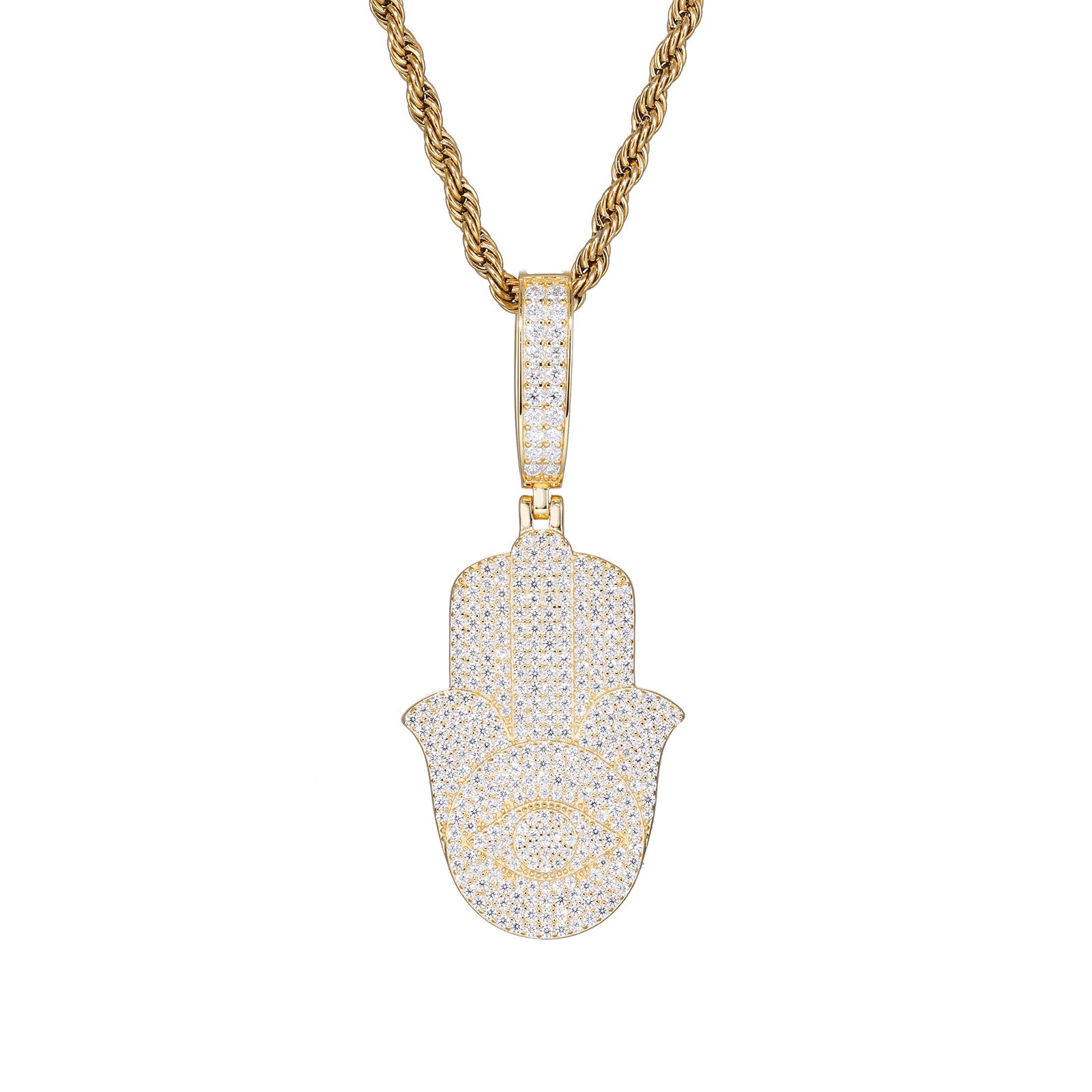 S925 Silver Moissanite Hip-hop Vintage Fatima Pendant