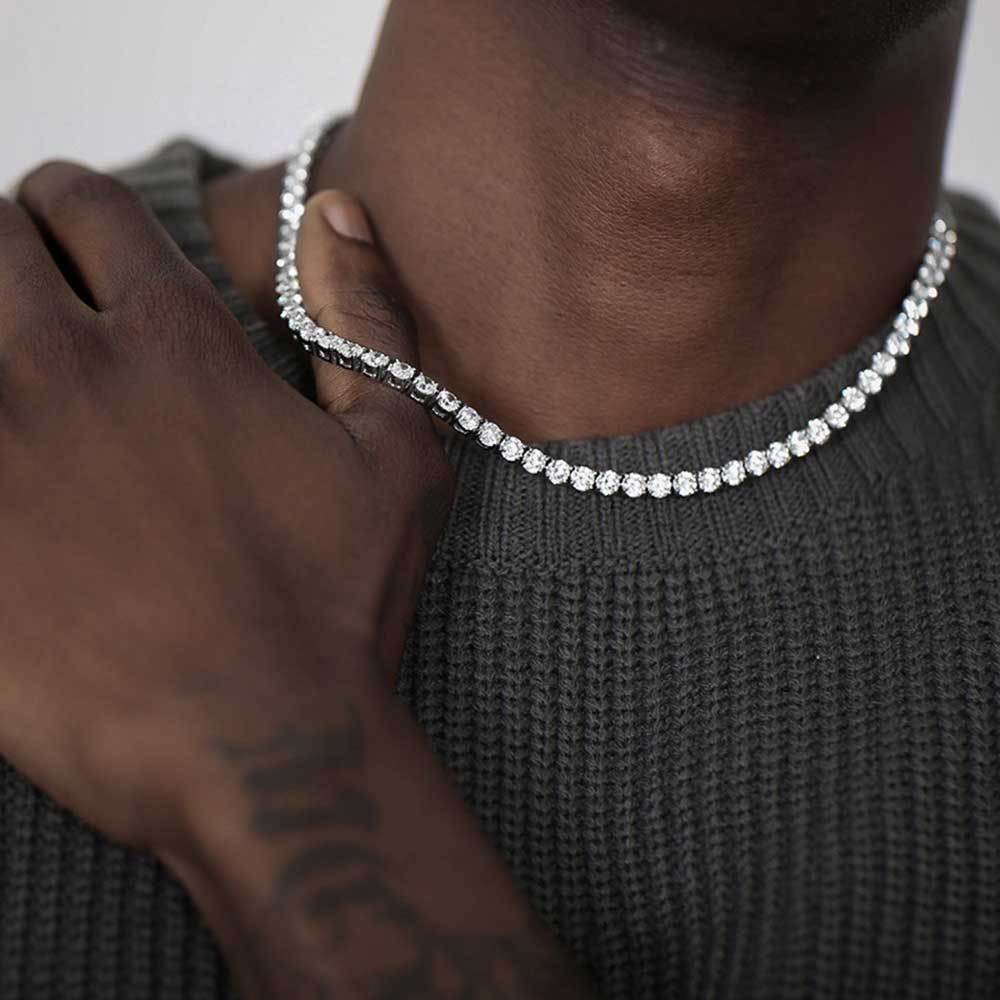 4MM White Gold Plated Tennis Chain