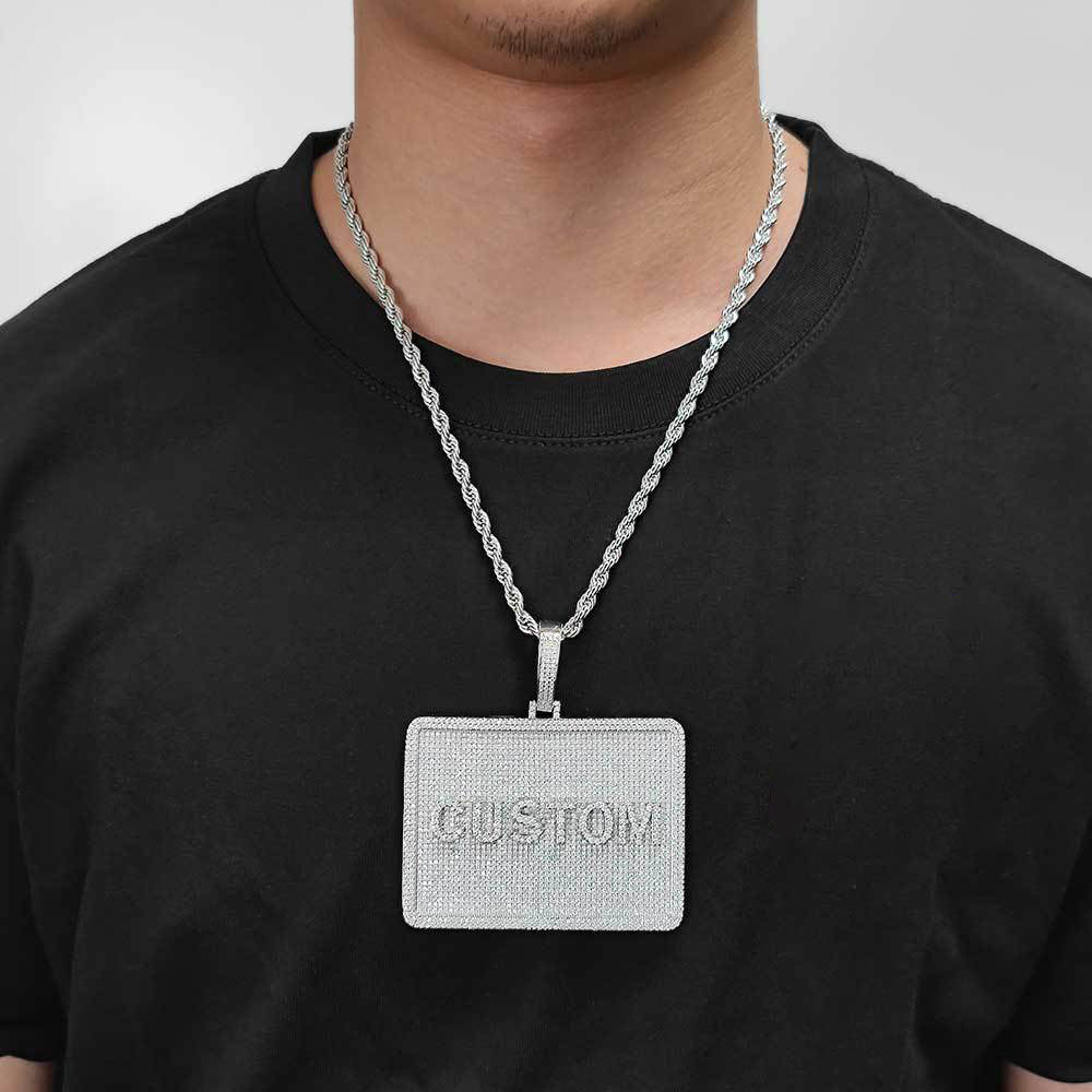 Hip Hop Rectangular Zirconia Custom Letter Pendant Gubanlink