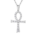 Moissanite and Diamond Micro Cross Pendant Necklace (Sterling Silver) UCCIYO