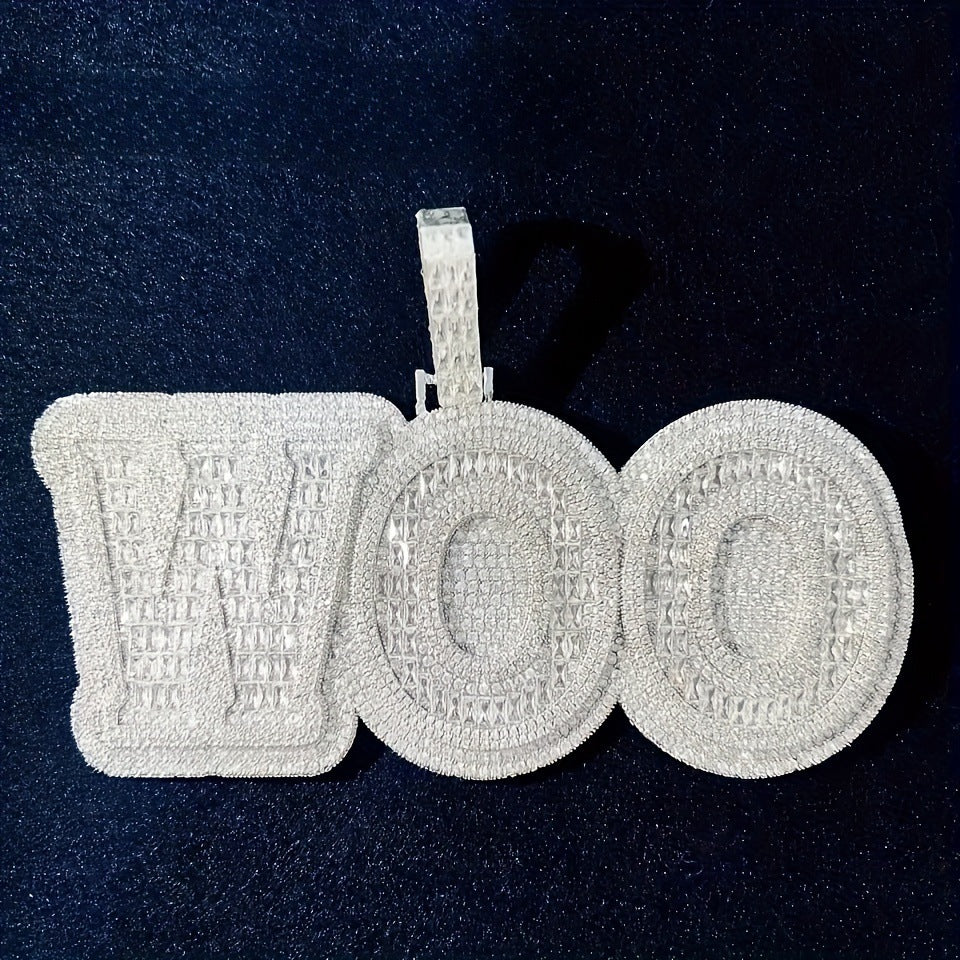 Custom Square and Round Mixed Inlaid Zircon Letter Pendant