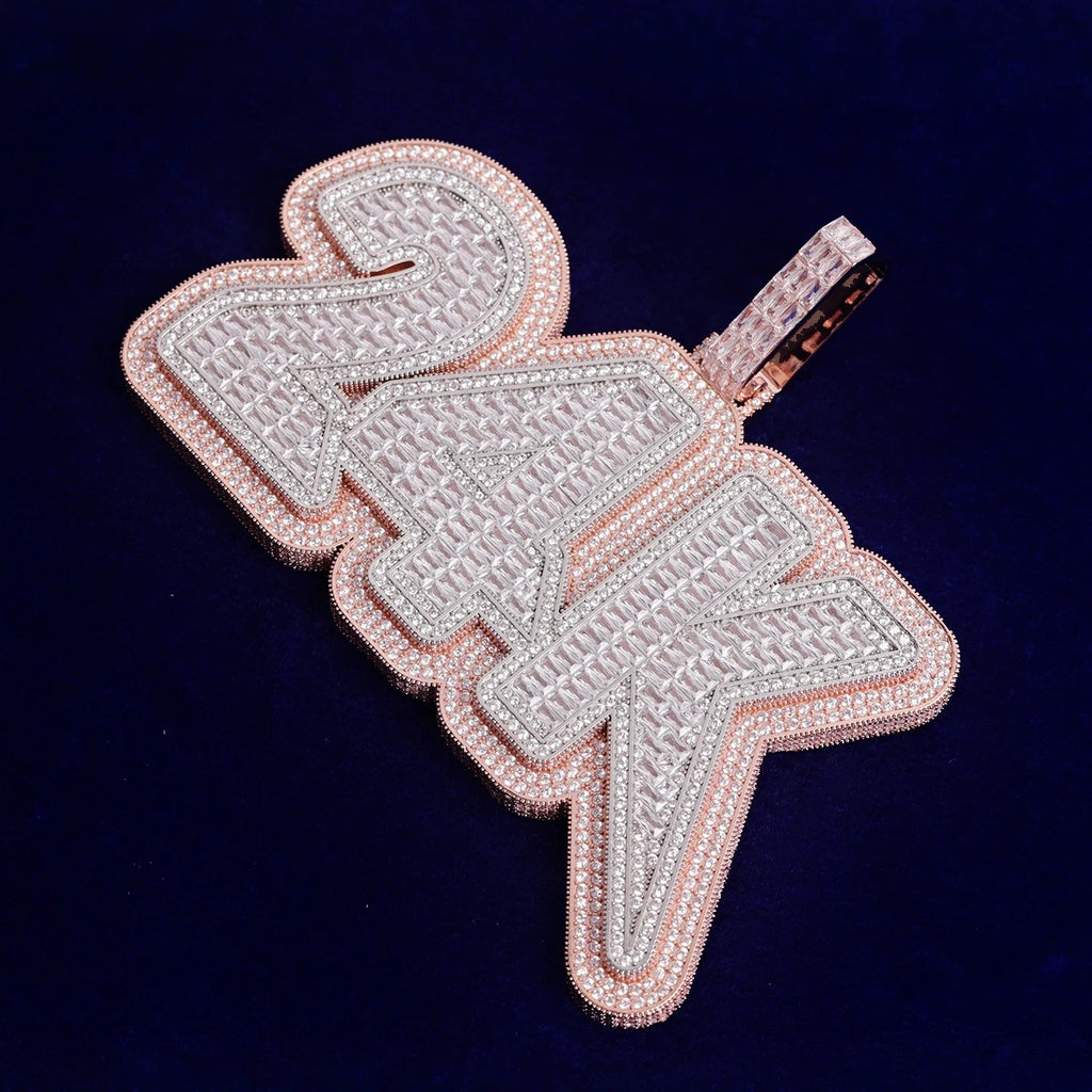 Customized Copper Inlaid Zircon Digital Letter Pendant