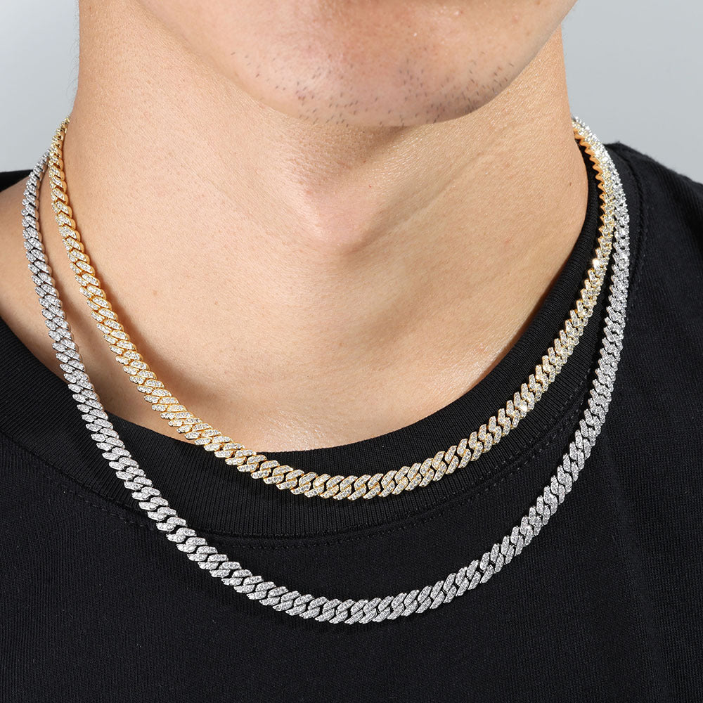 6mm S925 silver single row moissanite Cuban Link Chain