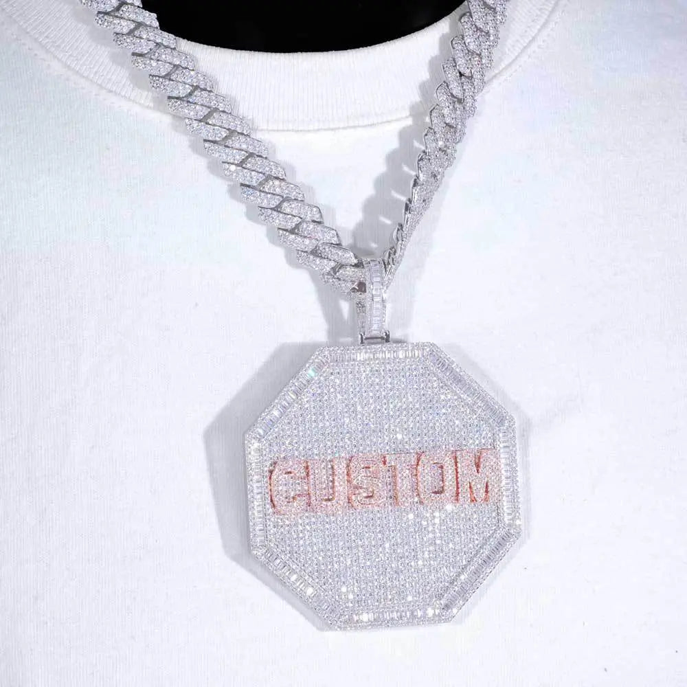 3D Big Octagon Custom Letter Pendant Thegoldlinks