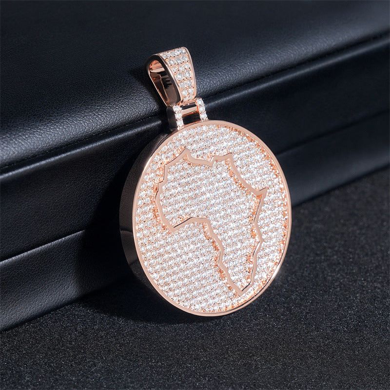 Custom Africa Map Moissanite Pendant Bornreal Jewelry