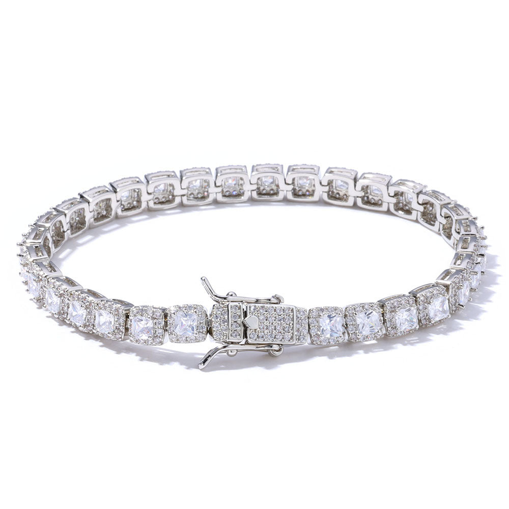 5mm White Gold S925 silver moissanite full diamond rock candy tennis bracelet