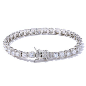 5mm White Gold S925 silver moissanite full diamond rock candy tennis bracelet