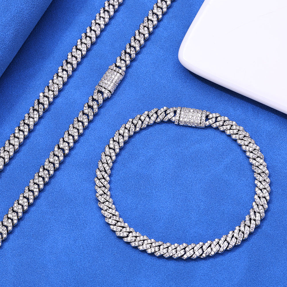 6mm S925 silver single row moissanite Cuban Bracelet Gubanlink