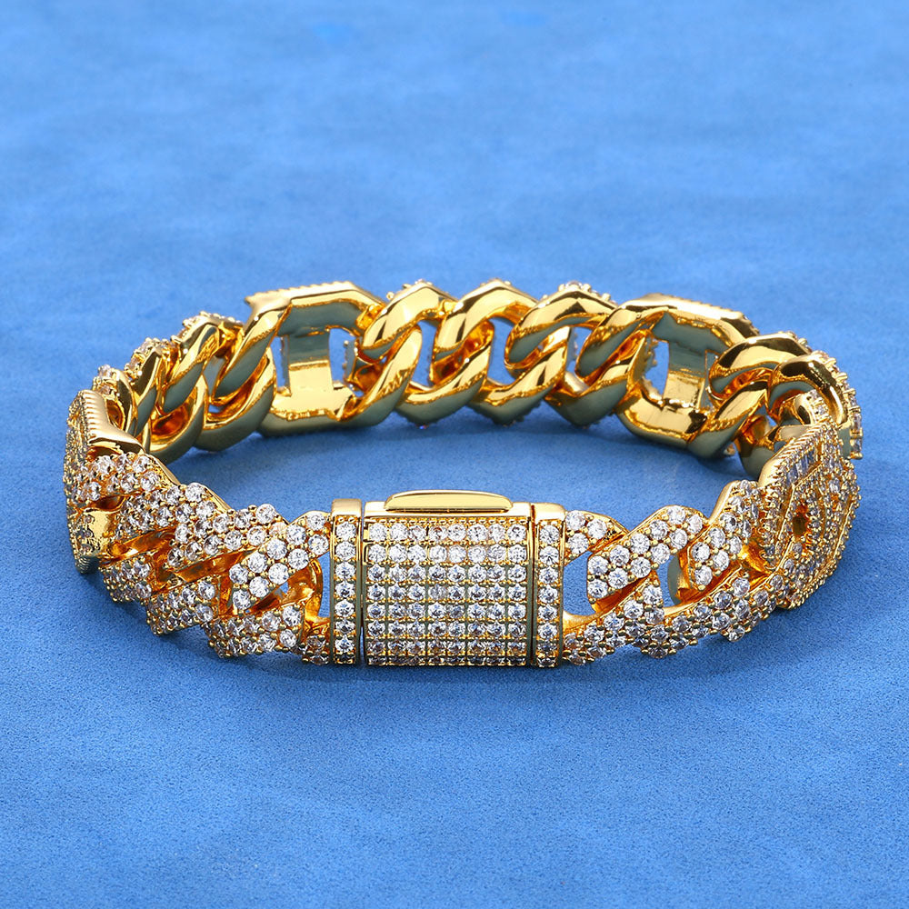 15mm S925 silver moissanite pig nose diamond cuban bracelet