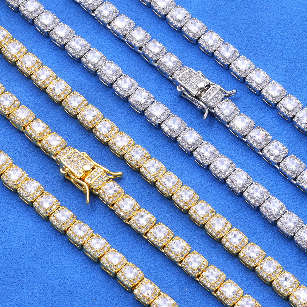 5mm  Gold S925 silver moissanite full diamond rock candy tennis bracelet Gubanlink