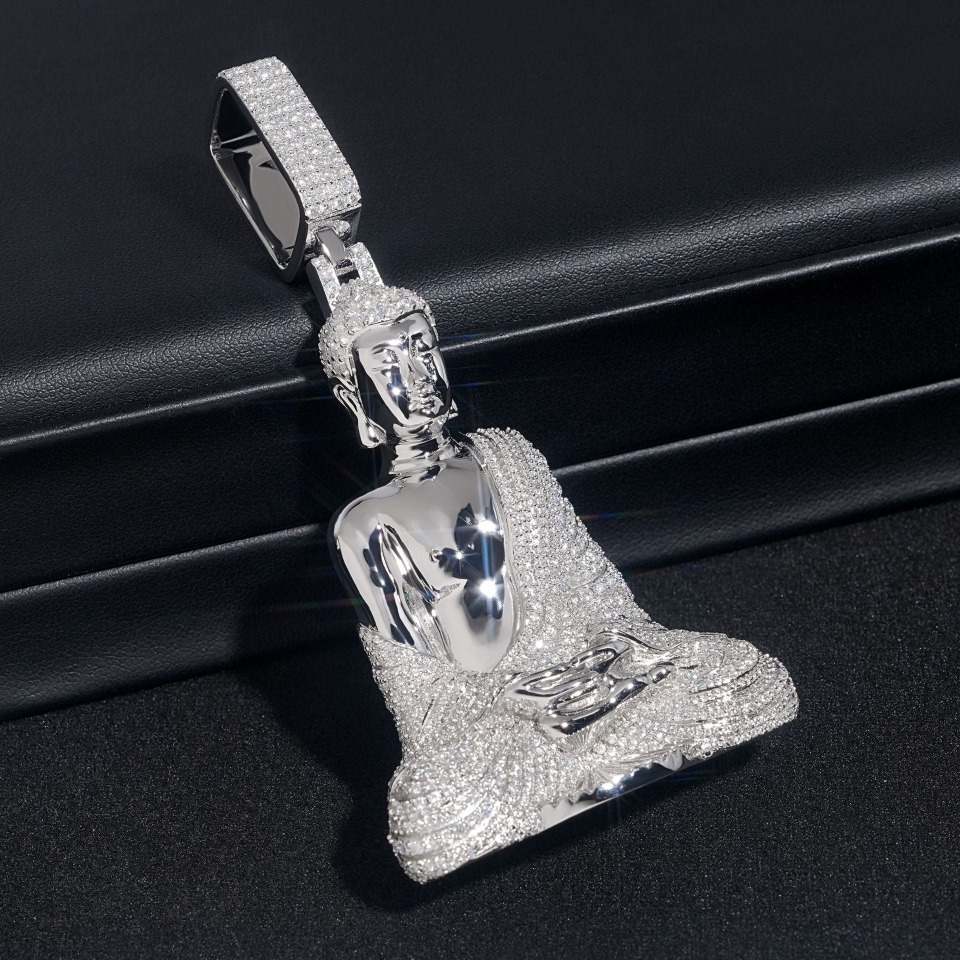 Buddha Pendant VVS Moissanite S925 Silver Icy Crystal