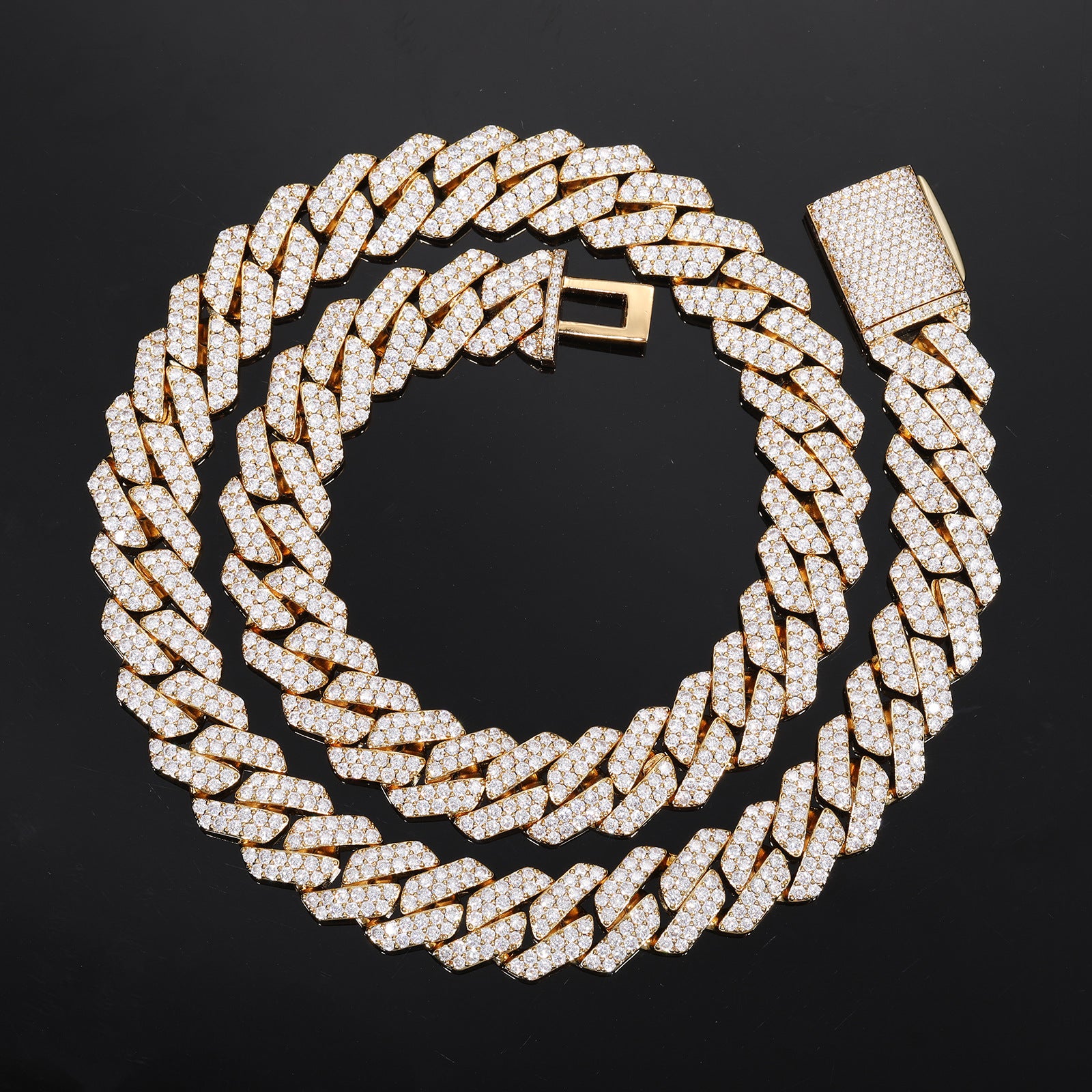 12MM 14K Gold Plated Iced Out Cuban Link Chain