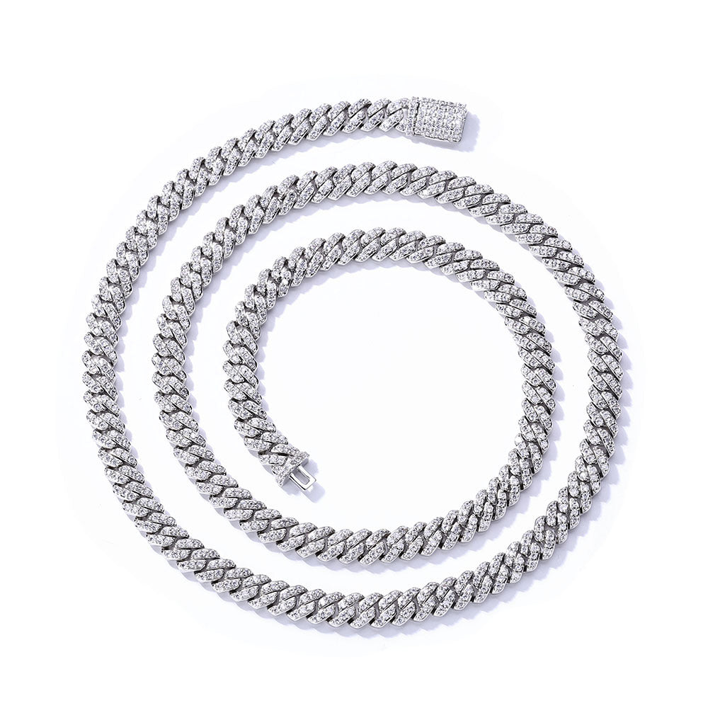 6mm S925 silver single row moissanite Cuban Link Chain