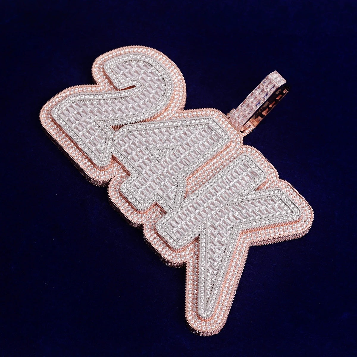 Customized Copper Inlaid Zircon Digital Letter Pendant Gubanlink