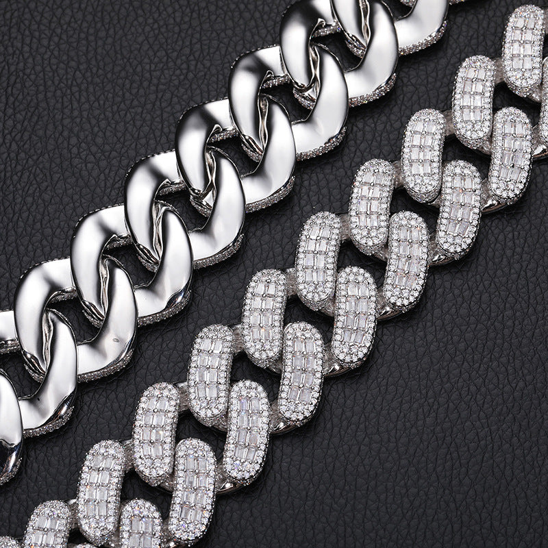 28MM White Gold Diamond Square Zircon Cuban Chain