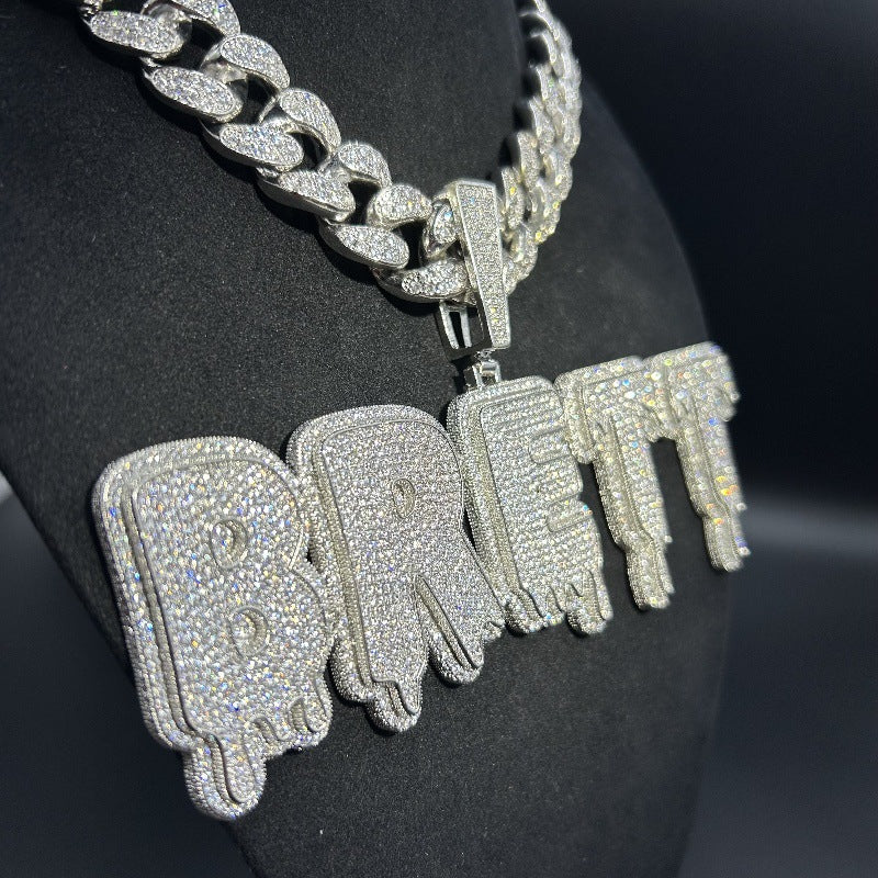 Customized letter and number combination zircon drop pendant Gubanlink