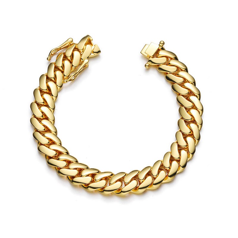 8/10/12/14/16/18MM 18K Gold Plated  Butterfly Buckle Miami Cuban Link Bracelet