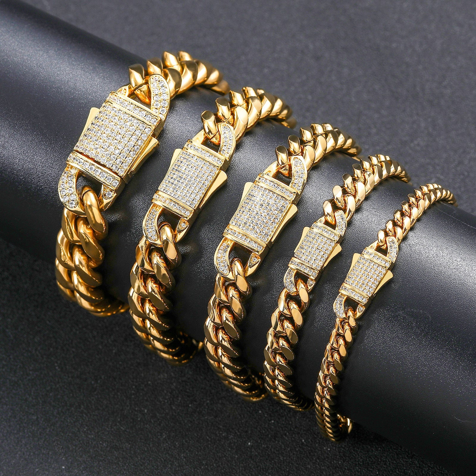 12MM 14K  Gold Plated Iced Out Clasp Miami Cuban Link Bracelet Icedking