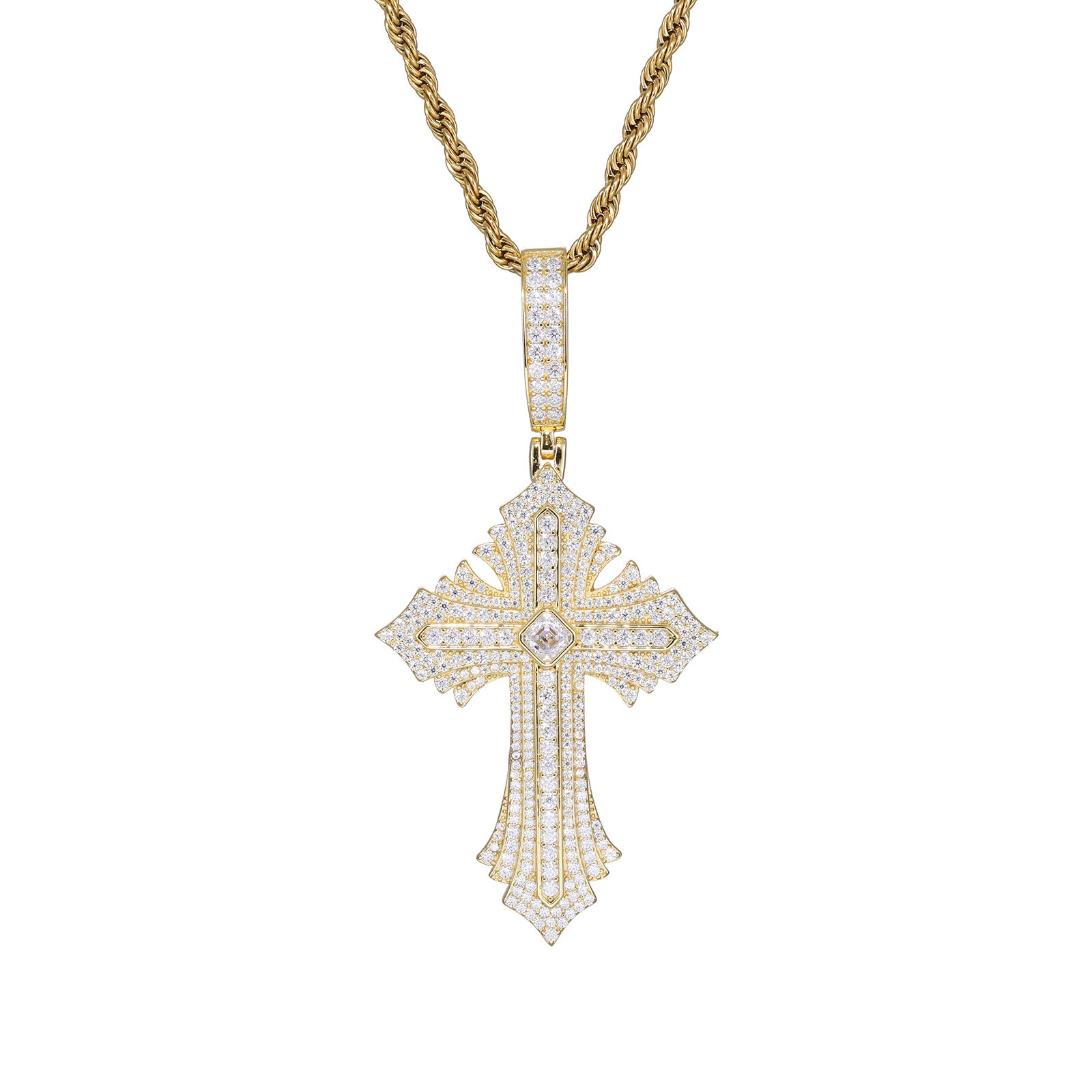 Moissanite Abstract Cross Pendant