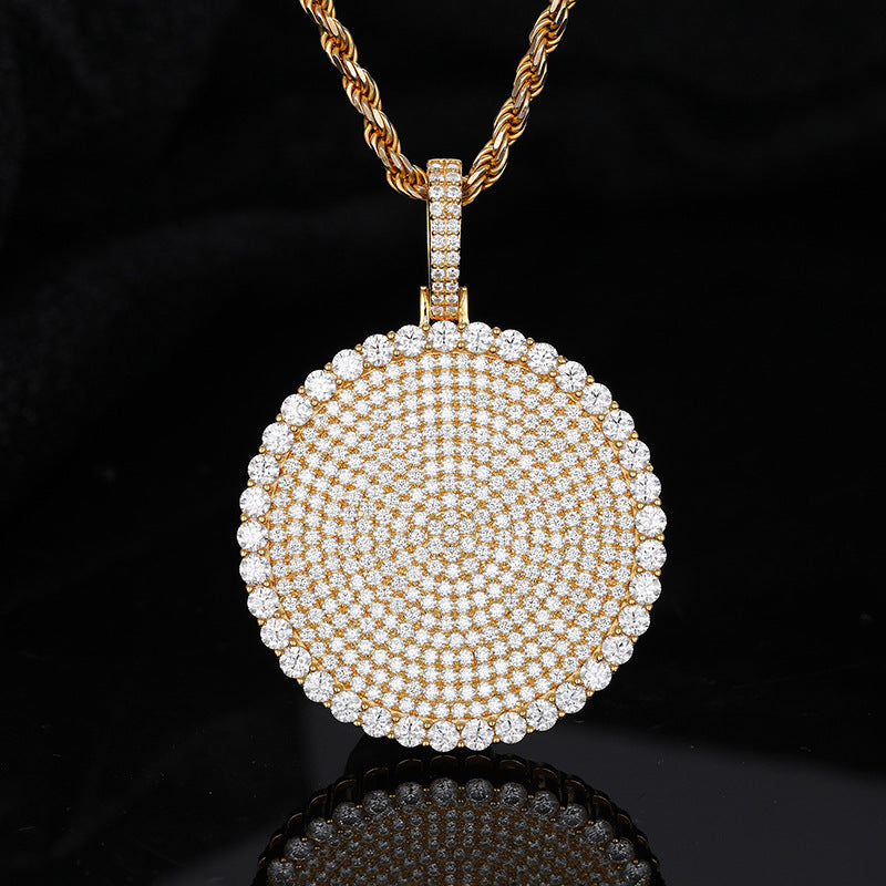 S925 Moissanite Round Dog Tag Pendant
